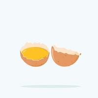 Raw chicken egg on isolated background. separation of yolk content with egg shell, for poster and web icon vector