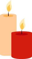 Two burning candles of different sizes. vector