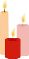 Composition of three burning candles. vector