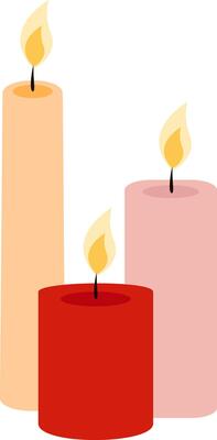 Composition of three burning candles.