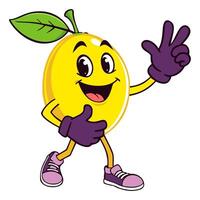 Groovy lemon. Retro cartoon style. isolated illustration vector