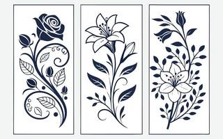 set of floral design elements vector