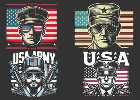 Patriotic US Army Military Graphics Collection vector