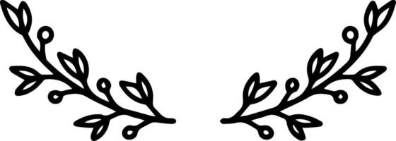 Two mirrored branches with leaves and berries are creating a symmetrical and elegant decorative frame, perfect for invitations, cards, or other design projects vector