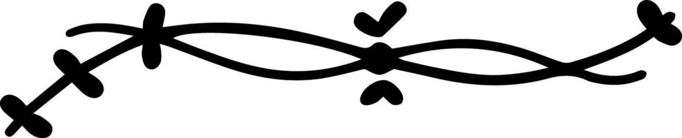 Double curved lines intersect and intertwine, adorned with hand drawn crosses and check marks, forming a unique decorative border on a white background vector