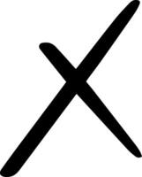 Large black cross painted with thick brushstrokes, symbolizing a negative response, rejection, or disapproval, creating a bold visual statement against a clean white background vector