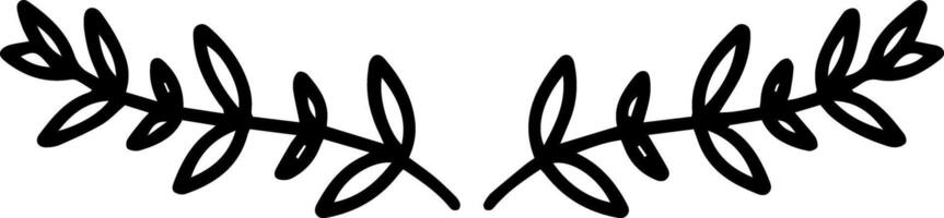 Two symmetrical laurel branches with elegantly detailed leaves create a decorative frame, hand drawn in black ink against a crisp white background, enhancing any design vector
