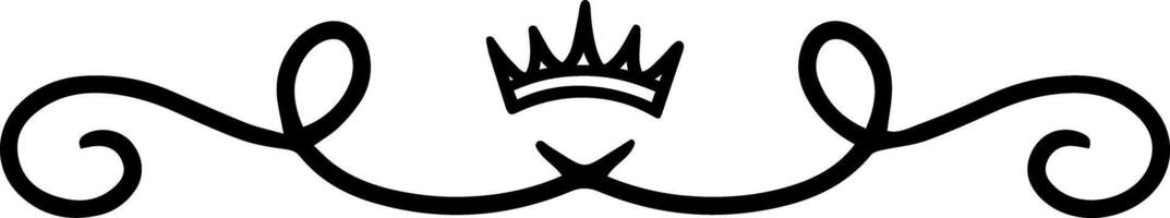 Elegant line art featuring a stylized crown amidst swirling lines, forming a sophisticated and regal design suitable for various creative projects vector