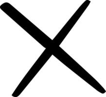 Large black cross intersecting lines making an x shape over a white background representing concepts such as cancel, delete, wrong, negative, no, stop, disagree, multiplication, math, and more vector