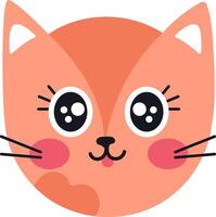 Adorable ginger cat face filling the frame, featuring big, expressive eyes, rosy cheeks, a tiny pink tongue peeking out, and delicate whiskers, creating a heartwarming and playful scene vector
