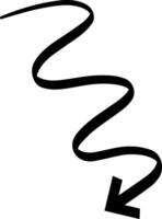 Bold, black squiggly arrow pointing downward against a clean white background, effectively symbolizing a downward trend or direction, perfect for illustrating decline or loss vector