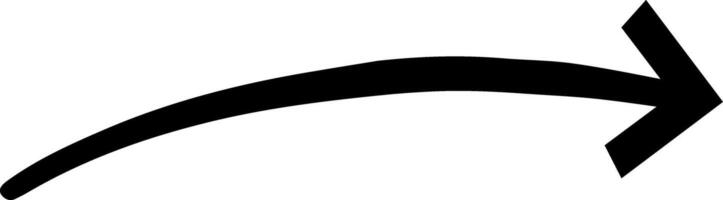 Black curved arrow pointing right against a clean white background, serving as a clear symbol for indicating direction or progress in various projects and designs vector