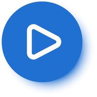 White play symbol is displayed on a blue round button, creating a simple yet effective visual representation of starting or continuing media playback vector