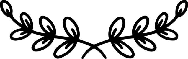 Simple black and white floral branch divider with leaves and buds, forming a symmetrical and elegant design, suitable for various decorative purposes vector