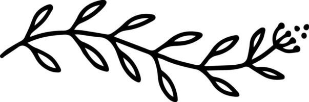 Featuring a simple line art illustration of a branch adorned with leaves and a flower, growing gracefully in a horizontal orientation, adding a natural and decorative touch vector