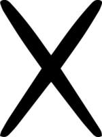 Large black cross mark painted on a white background symbolizing a negative response, disapproval, rejection, a wrong choice, or an incorrect answer vector