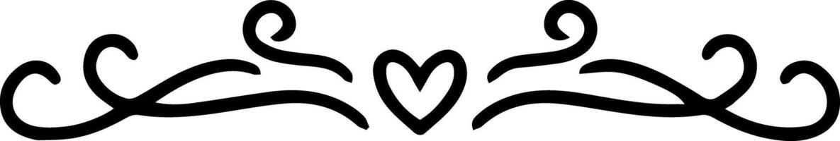Hand drawn hearts and swirling lines create a beautifully simple, elegant horizontal border, adding a romantic and whimsical touch to various design projects and stationery vector
