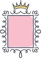 Elegant pink royal frame with crown and flourishes decorating it, perfect for invitations, cards, or any design project that needs a touch of royalty and luxury vector