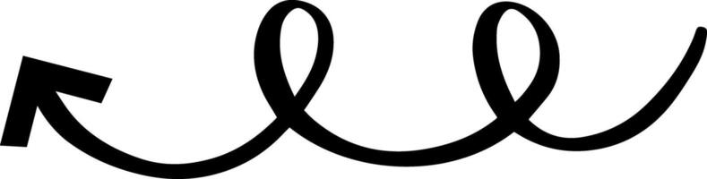 Swirling black arrow pointing right against a clean white background, serving as an effective symbol for indicating direction and highlighting a clear path forward vector