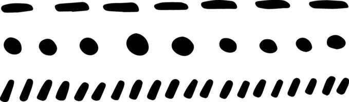 Three lines of simple, hand drawn, irregular black shapes are creating an abstract pattern on a clean white background, offering a minimalist and artistic design element vector