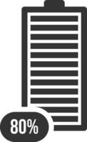 Battery icon showcasing an eighty percent charge, representing a healthy level of remaining power for various electronic devices such as smartphones, laptops, and tablets vector