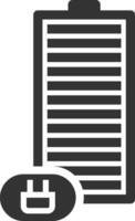 Displaying a full battery charging with a plug icon and energy status, representing concepts of energy, electricity, power, and battery efficiency in a digital context vector