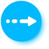 White arrow pointing right, accompanied by a dotted line, sits within a blue circle, symbolizing direction, progress, and movement toward future goals and achievements vector