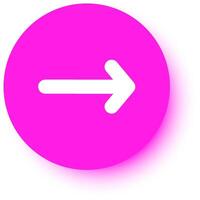 Minimalist graphic design featuring a white arrow pointing right on a vibrant pink circular button, conveying direction, navigation, or progress vector
