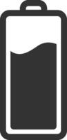 Simple battery icon is depicting half charge level, suitable for user interface design, mobile apps and websites, indicating moderate power status vector