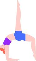 Yoga instructor performing Urdhva Dhanurasana pose, promoting physical and mental wellness through exercise and flexibility on a minimalist white backdrop vector