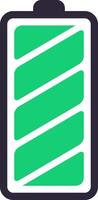 Simple illustration of a battery icon with a green charge indicator, representing a moderate power level, ideal for visualizing energy status vector
