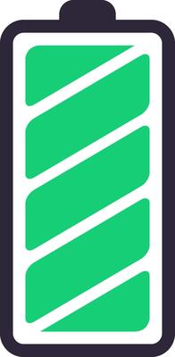 Simple illustration of a battery icon with a green charge indicator, representing a moderate power level, ideal for visualizing energy status