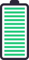Displaying a full battery status indicator with maximum power level, representing green energy and efficient lithium ion energy storage in electronic devices vector