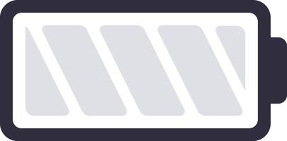 Simple half charged battery icon with four bars filled, representing a moderate power level, suitable for user interfaces and mobile applications vector