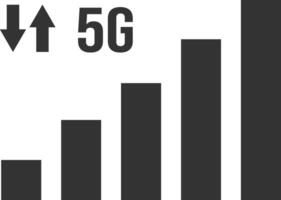 Increasing bar graph illustrating 5G network speed, featuring upload and download arrows against a clean white background, symbolizing advancements in mobile connectivity and technology vector