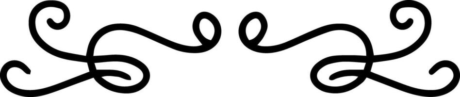 Two symmetrical flourishes are creating a decorative border on white background, forming an elegant and refined design with swirling lines and loops vector