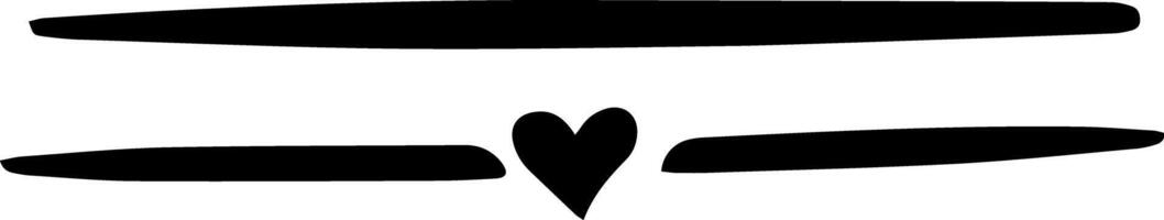 Two horizontal brush strokes and a heart shape create a minimal and elegant composition, perfect for adding a touch of style and romance to any project vector