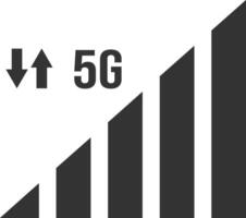 Increasing bar graph illustrating the rapid growth in upload and download speeds enabled by advanced 5G technology, highlighting the future of mobile connectivity and communication vector