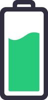 Simple icon featuring a half full battery charging, representing energy and power for electronic devices that require recharging to maintain optimal performance and efficiency vector