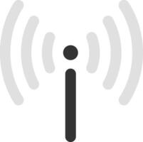 Stylized information icon radiating radio waves, representing wireless communication and seamless data transmission in a modern digital landscape vector