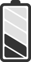 Simple battery icon indicating a low charge status, using minimalist design and gray and black colors, suitable for user interfaces and mobile apps vector