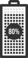 Battery icon displaying an eighty percent charge, representing a satisfactory level of remaining power for various electronic devices and equipment in use vector