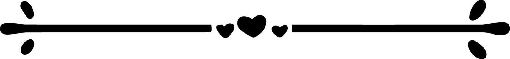 Minimalist black line elegantly dividing three hearts, with two starbursts bursting forth against a clean white background, symbolizing love and passion in a contemporary design vector