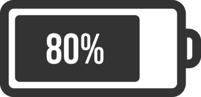 Battery icon displaying eighty percent power, effectively representing remaining charge levels in electronic devices, highlighting energy status for smartphones, laptops, and tablets vector