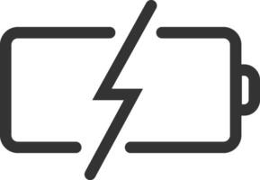 Minimalist illustration of a battery charging, with a stylized lightning bolt symbol inside it, representing electricity, power, energy and charging process vector