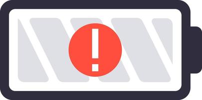Battery icon displaying low power alongside an exclamation mark, signaling a critical energy level and emphasizing the urgent need for recharging or conserving power vector