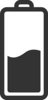 Simple half full battery icon representing charging status, energy, power, electricity, mobile device, smartphone, tablet, laptop, and electronic devices vector