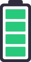 Full battery icon displaying a high power level, representing energy, charging, and power concepts. Ideal for illustrating modern technology and electronic devices vector