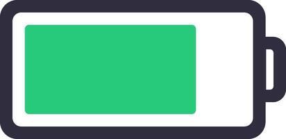 Partially charged battery icon featuring a green indicator level, representing energy status and power level for various electronic devices and technology applications vector