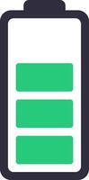 Simple illustration of a battery icon with three green bars indicating a moderate charge level, suitable for various energy and power related concepts vector